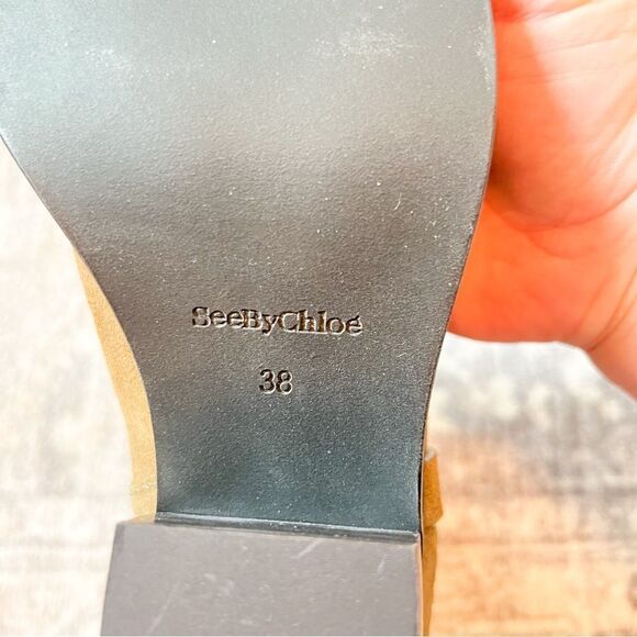 NWOB See by Chloe Hanna Hana Leather O Ring Booties in Military Green 38 / 8 - Picture 12 of 12